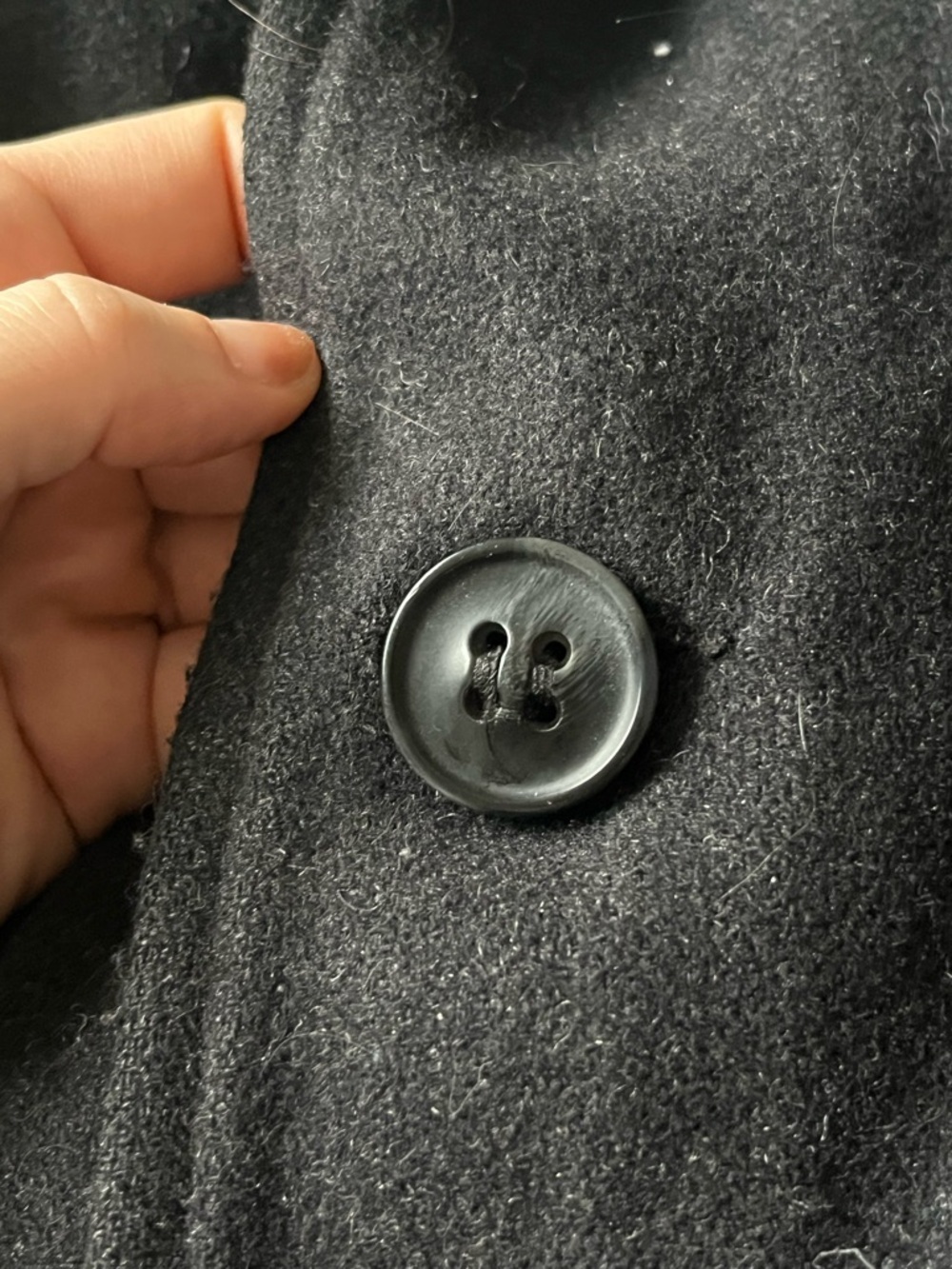Mackage Men's Black Wool Blend Double Breasted Coat with Leather Trim Size 40 - Picture 15 of 16